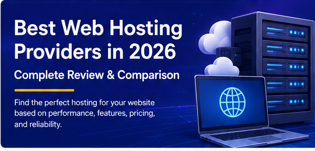 Best web hosting providers in 2026 complete review and comparison with cloud hosting servers and a website dashboard