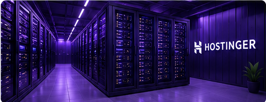Modern web hosting server infrastructure representing Hostinger performance, reliability, and data center technology