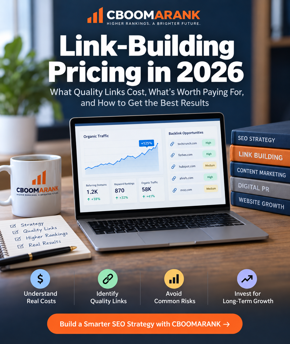 Link-building pricing factors including authority, outreach, quality and campaign costs in 2026
