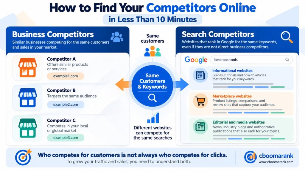 Business competitors and SEO search competitors can overlap but represent different priorities