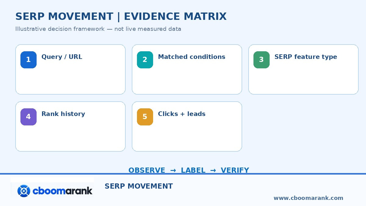 SERP tracker evidence matrix and decision framework