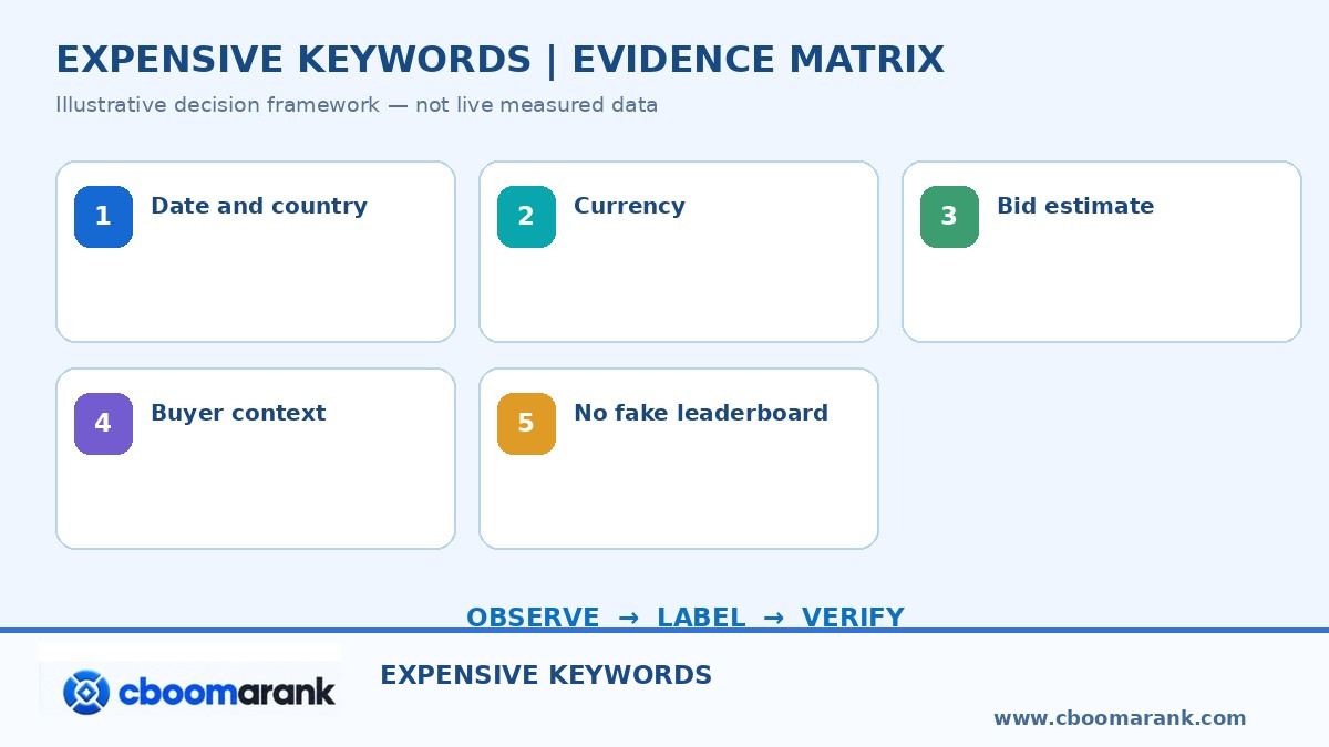 expensive keywords evidence matrix and decision framework