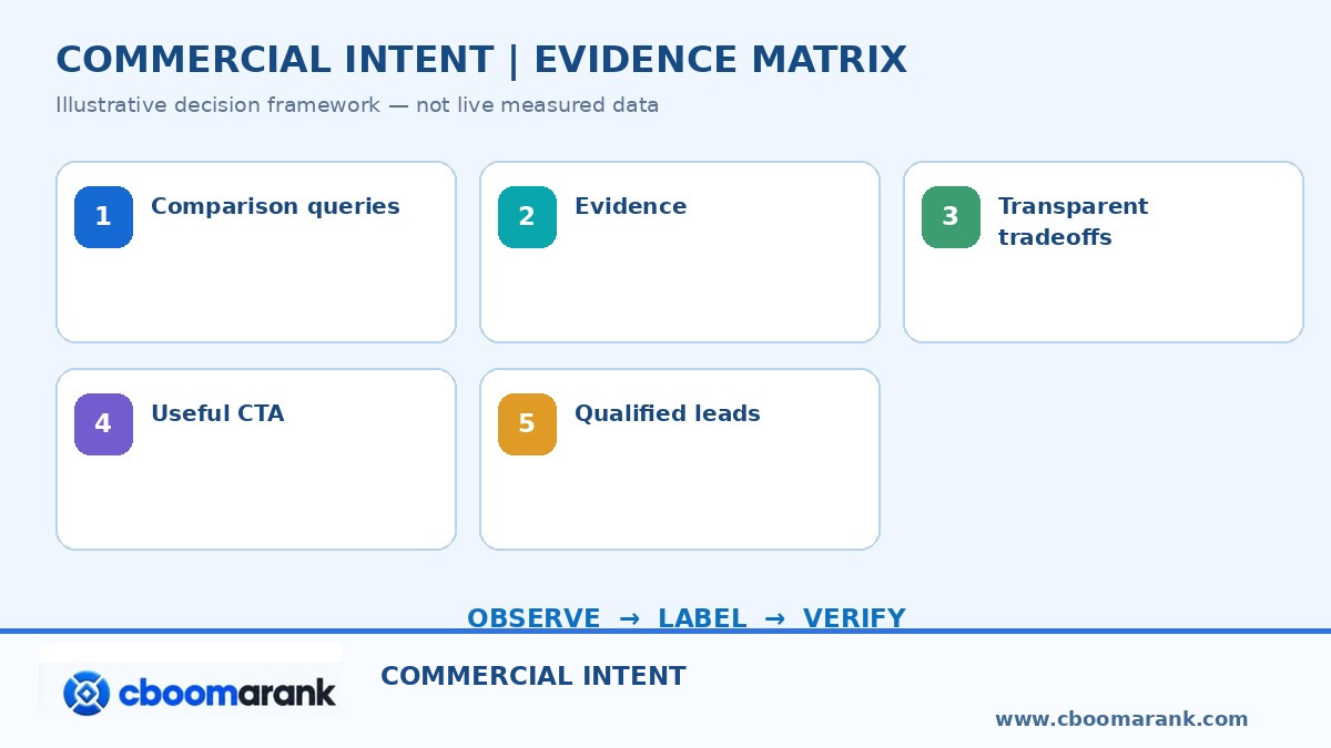 commercial keywords evidence matrix and decision framework